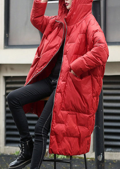 Red Hooded Thick Duck Down Winter Down Coat