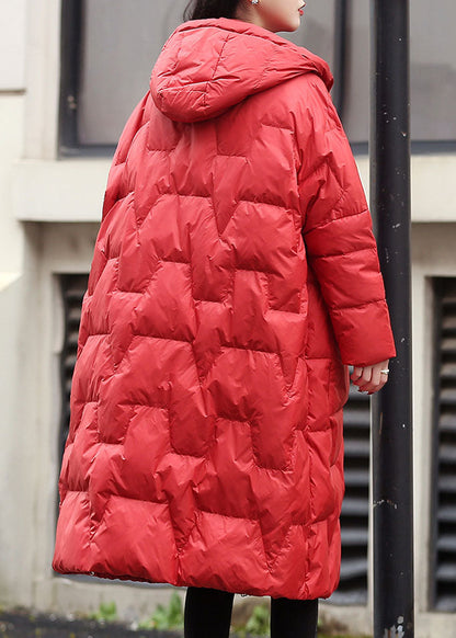 Red Hooded Thick Duck Down Winter Down Coat