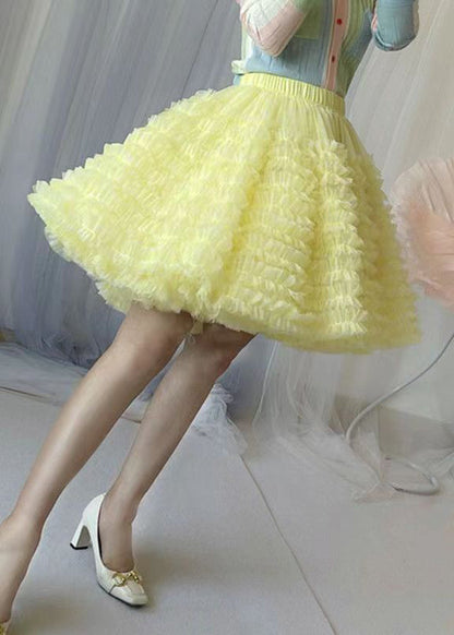 Red Layered Ruffled Patchwork Tulle Skirts Summer