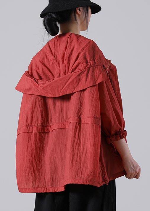 Red Long Sleeve Upf 50+ Coat Jacket Summer Hooded Jacket