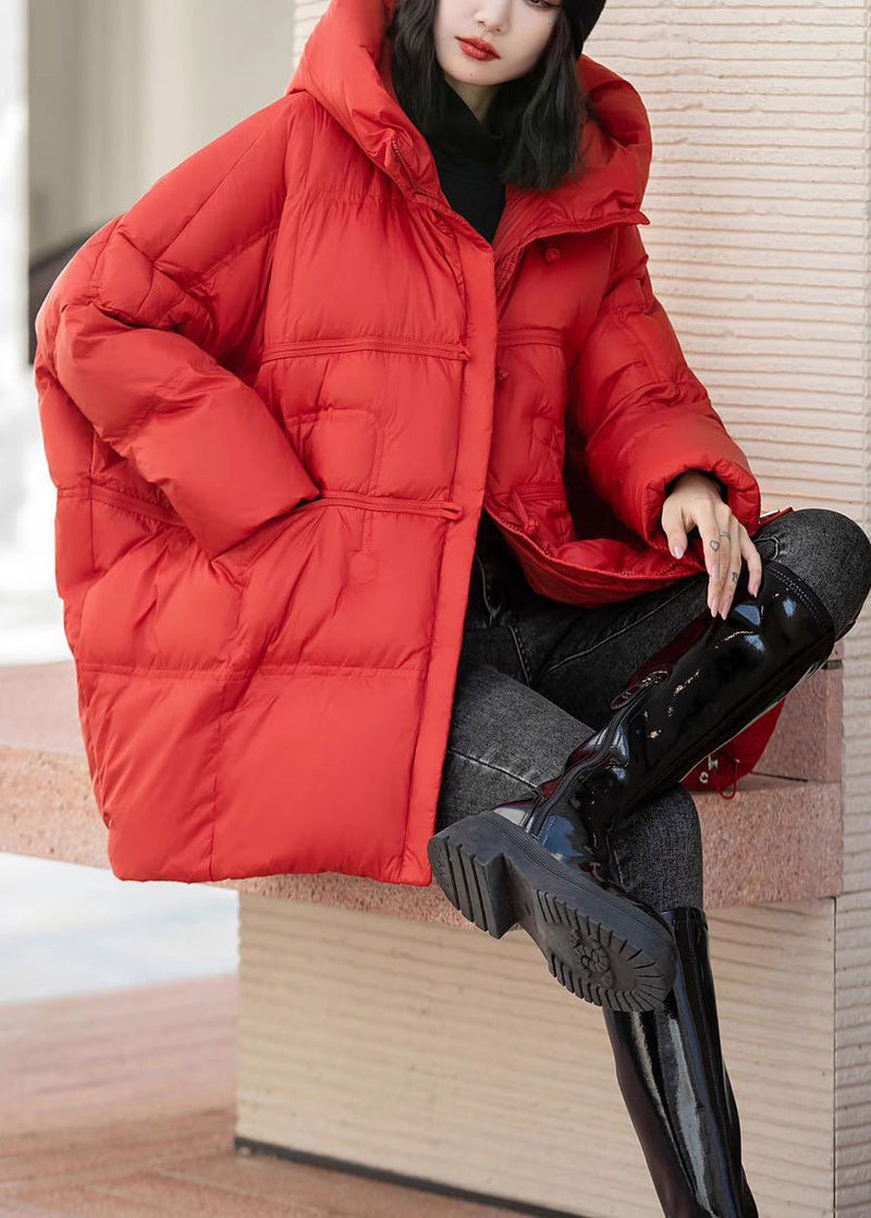 Red Oversized Duck Down Puffer Jacket Winter