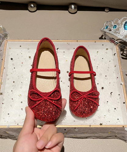 Red Sequins Kids Lace Up Penny Loafers