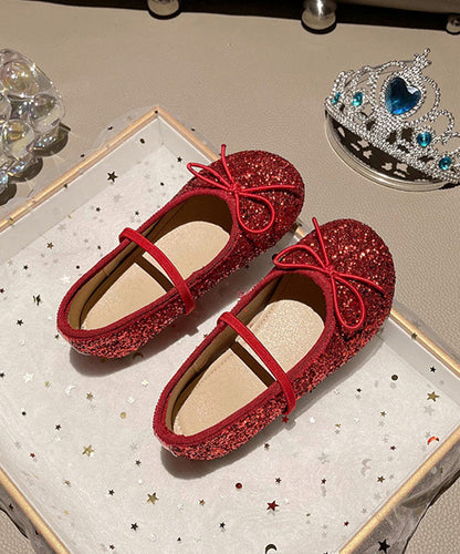Red Sequins Kids Lace Up Penny Loafers