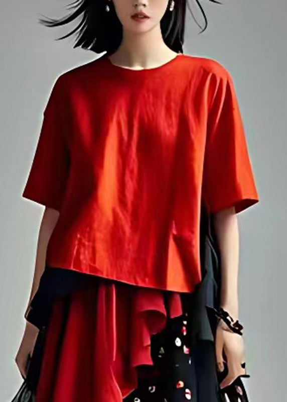 Red Tulle Patchwork Chiffontwo Piece Set