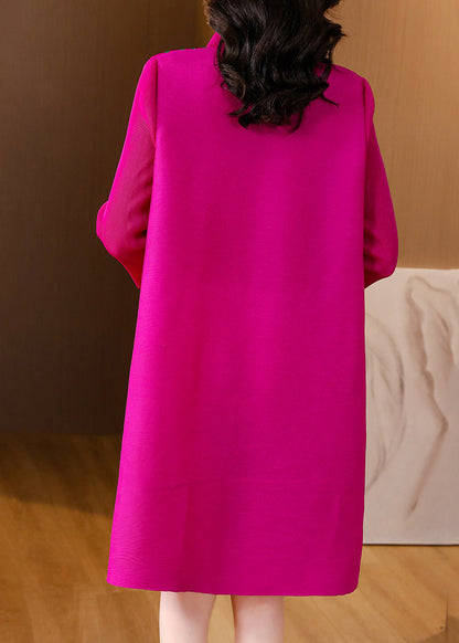 Rose Button Mid Dresses Long Sleeve