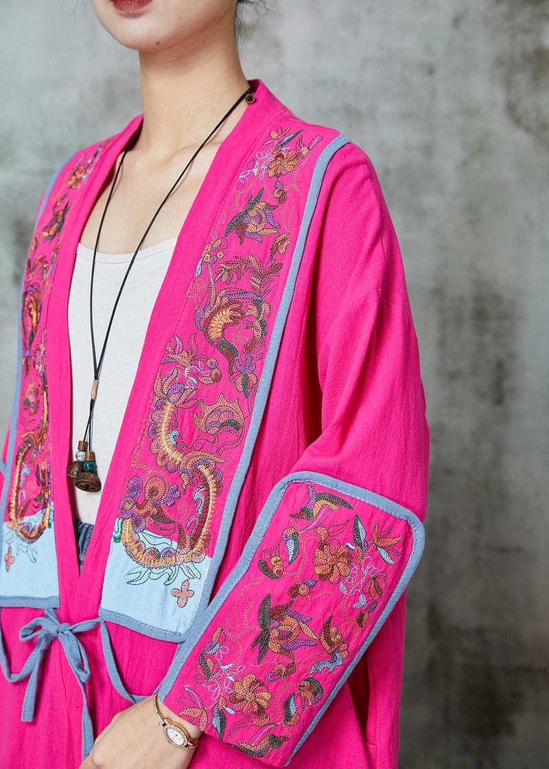 Rose Print Linen Loose Cardigan Spring
