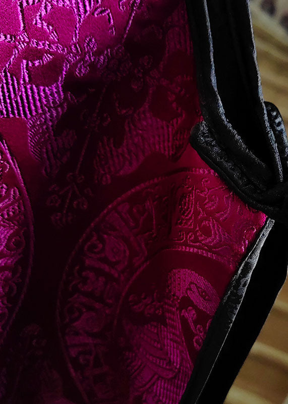 Rose Patchwork Jacquard Side Open Silk Vest Sleeveless