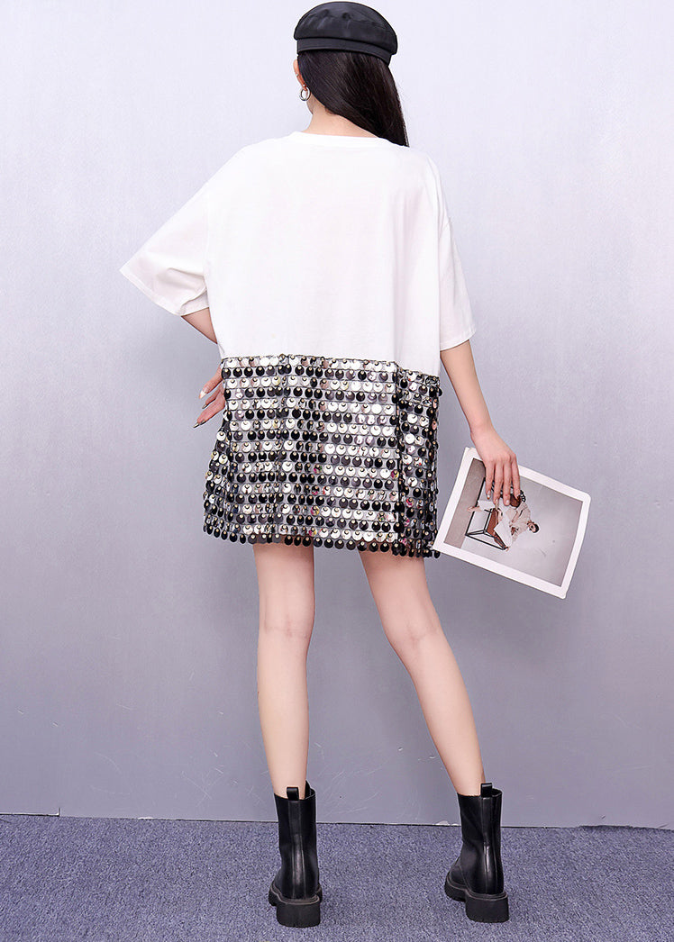 Sequins Patchwork Cotton Work Dress Summer