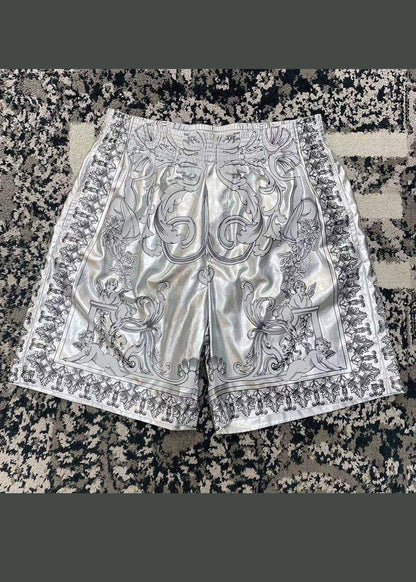 Silver Patterned Printed Shorts for Summer
