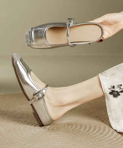 Silver Splicing Buckle Strap Sequins Slide Sandals