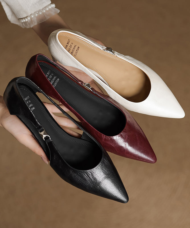 Splicing Flats Red Sheepskin Hollow Out Pointed Toe