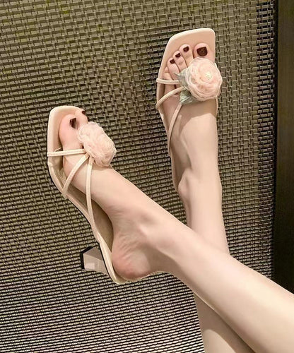 Splicing Chunky Heel Purple Slide Sandals