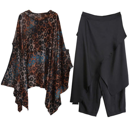 Suit Bat Sleeve Irregular Top Personality Wide Leg Pants Spring