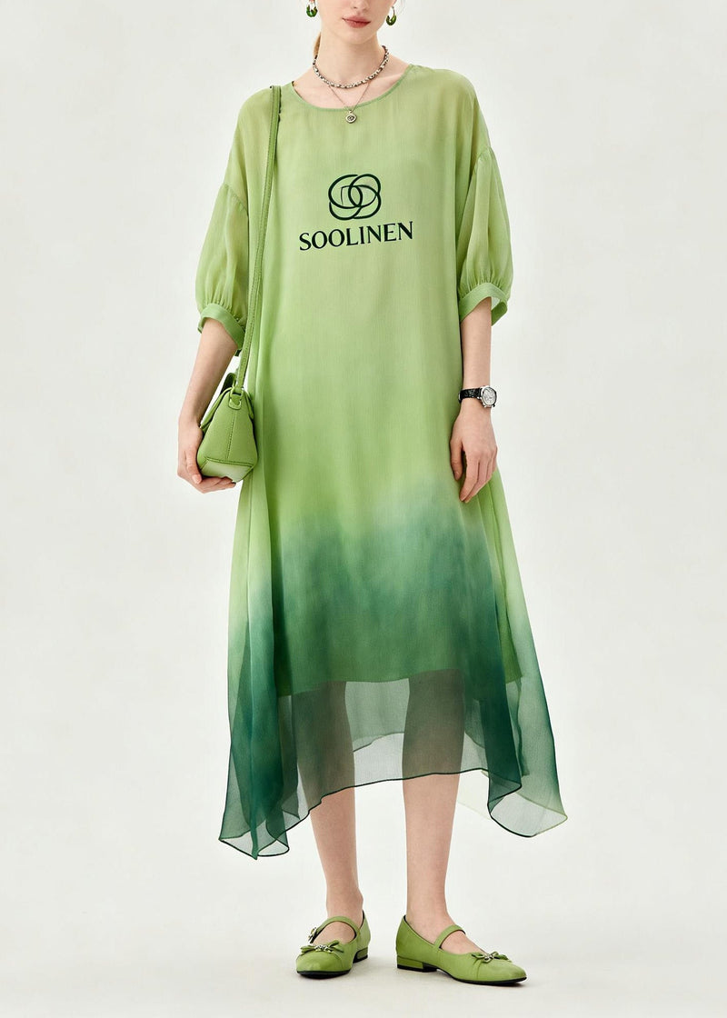 Tie Dye O Neck Print Chiffon Maxi Dresses Summer