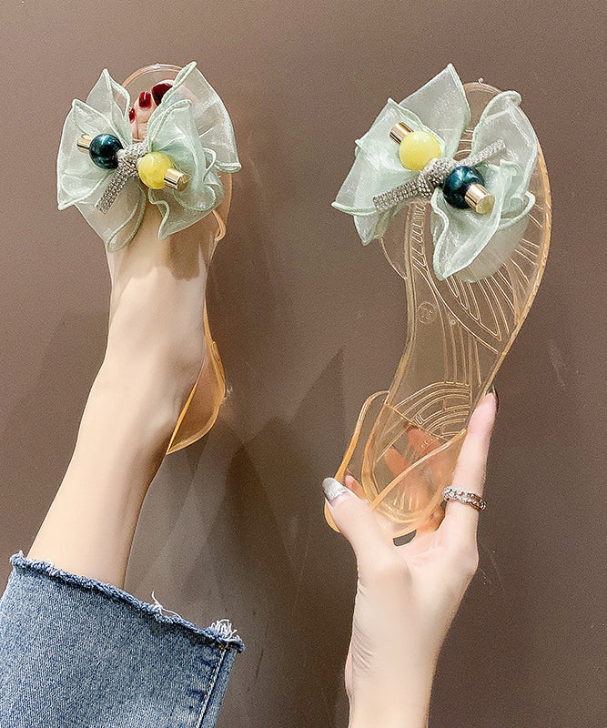 Tulle Bow Transparent Crystal Walking Sandals