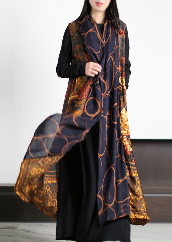 V Neck Print Silk Holiday Trench Coats Spring