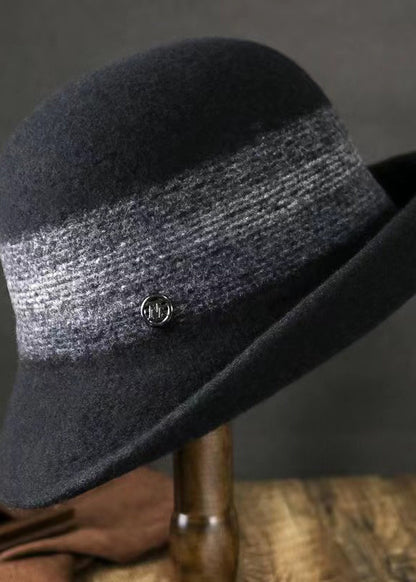 Versatile Caramel Striped Woolen Bucket Hat