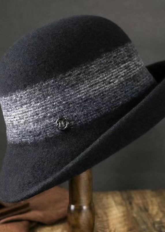 Versatile Caramel Striped Woolen Bucket Hat