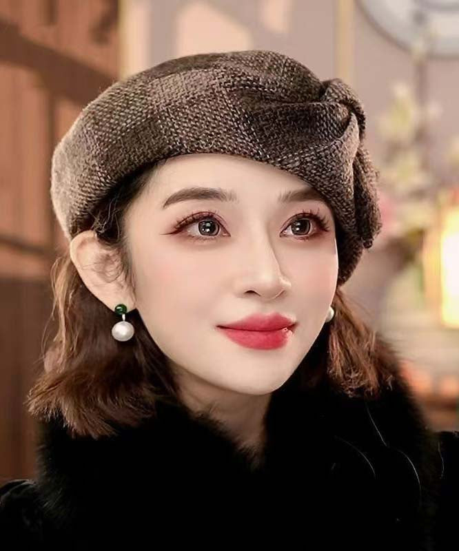 Versatile Coffee Warm Wool Blend Beret Hat