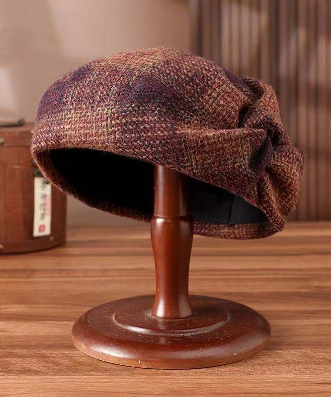 Versatile Coffee Warm Wool Blend Beret Hat