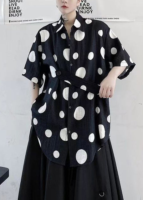 White Peter Pan Collar Dot Cotton Shirts Summer