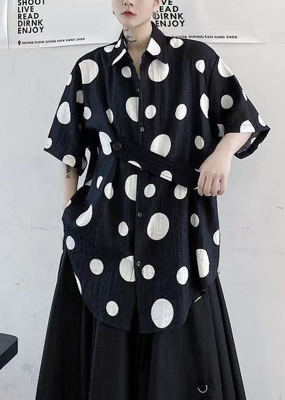 White Peter Pan Collar Dot Cotton Shirts Summer