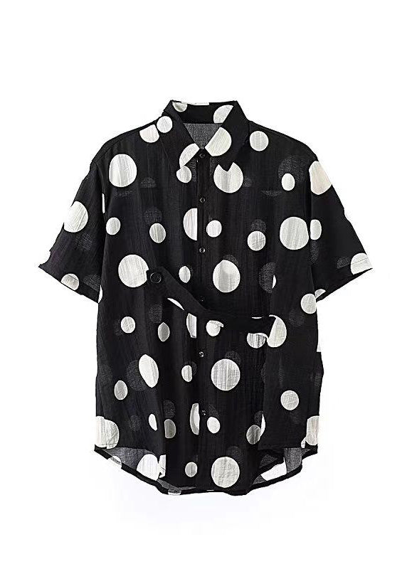 White Peter Pan Collar Dot Cotton Shirts Summer