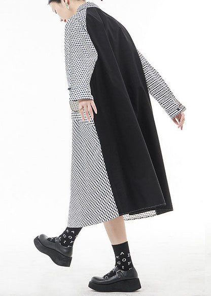White Peter Pan Collar Button Patchwork Shirt Dresses Spring