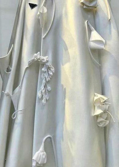 White Wrinkled Decorated Skirts Summer