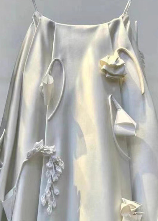 White Wrinkled Decorated Skirts Summer