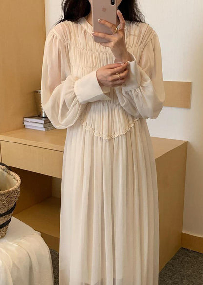 White Wrinkled Patchwork 2 Piece Outfit Chiffon Dress Spring