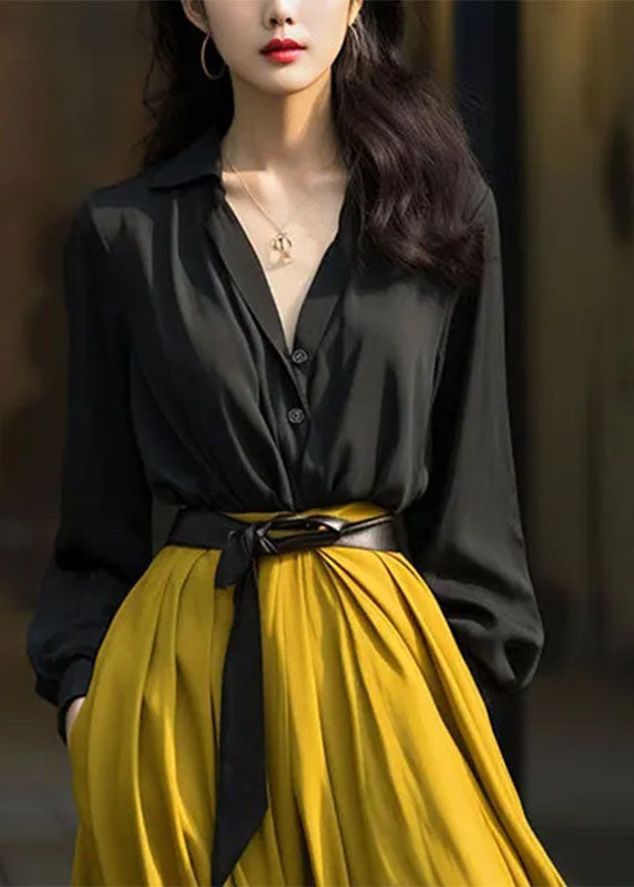 Yellow Peter Pan Collar Butto Shirt Fall