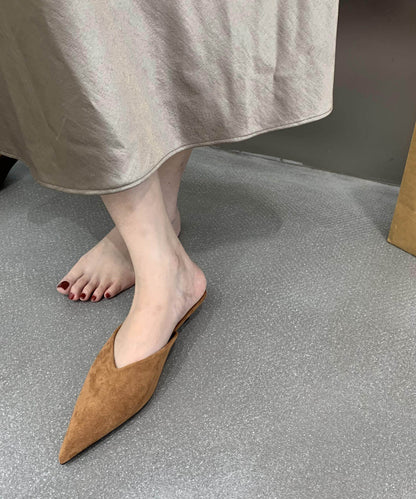 Yellow Pointed Toe Flip Flops