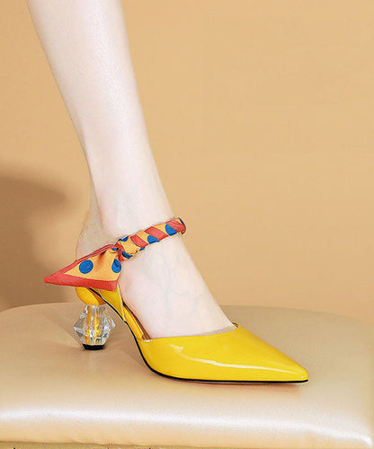 Yellow Pointed Toe Soft High Heel Slippers