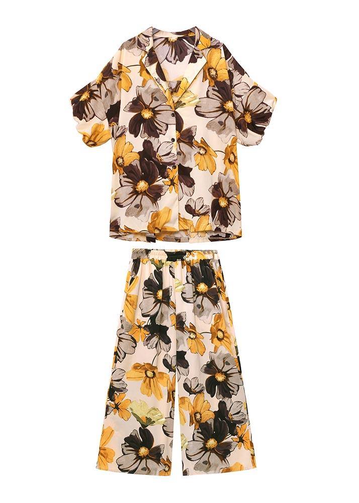 Yellow Print Two Piece Suit