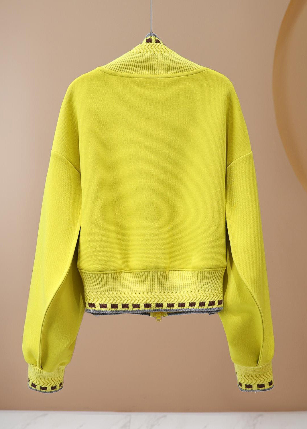Yellow Stand Collar Graphic Patch Patchwork Coat Spring
