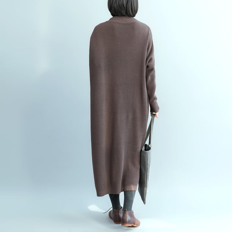 Chocolate Sweater Weather Fuzzy High Neck Knitwear