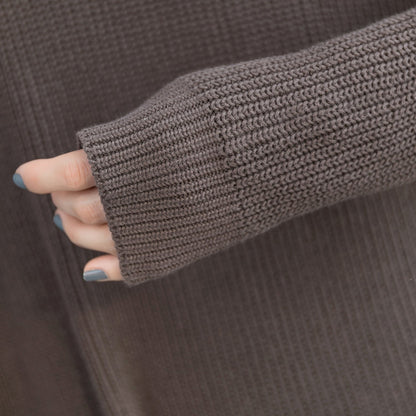 Chocolate Sweater Weather Fuzzy High Neck Knitwear
