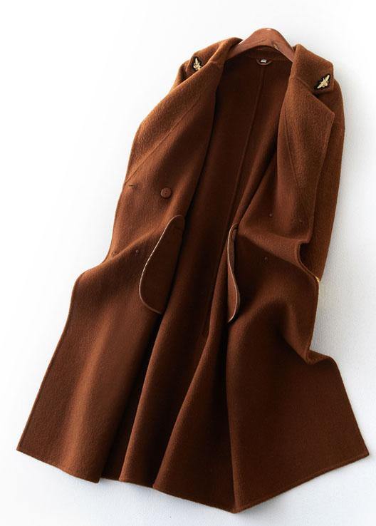 Chocolate Wool Overcoat Long Notched Coat Back Side Open Coats
