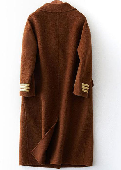 Chocolate Wool Overcoat Long Notched Coat Back Side Open Coats