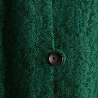 Green Maxi Coat Stand Pockets Cotton Linen Coat Long Sleeve Baggy Coat