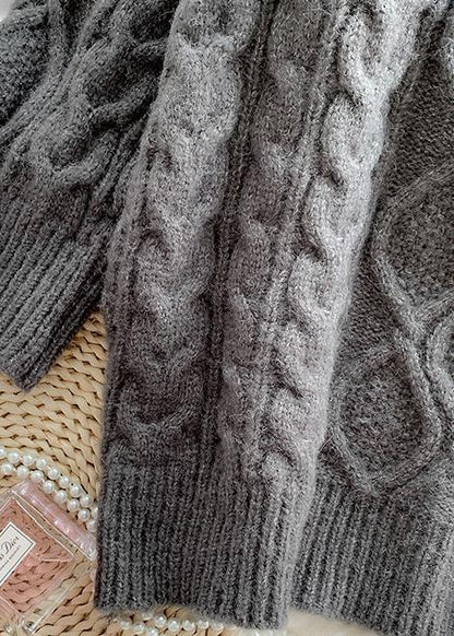 O Neck Baggy Sweater Dress Outfit Moda Dark Gray Mujer Knit Dresses