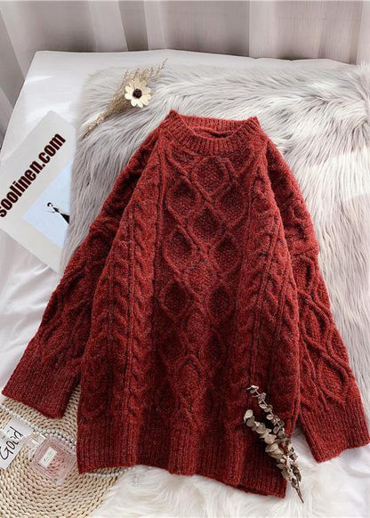 O Neck Baggy Sweater Dresses Burgundy Tejidos Knit Dresses