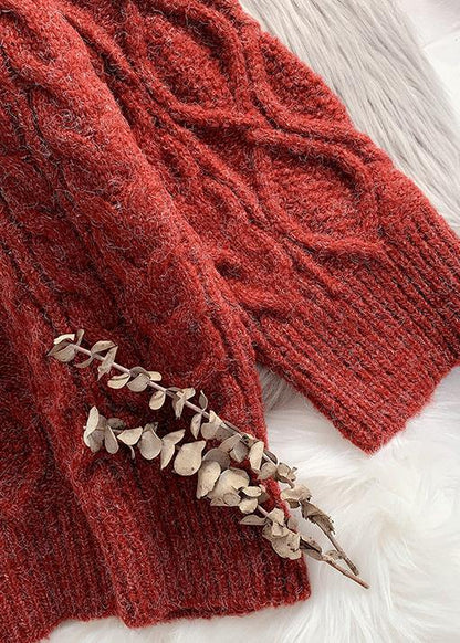 O Neck Baggy Sweater Dresses Burgundy Tejidos Knit Dresses