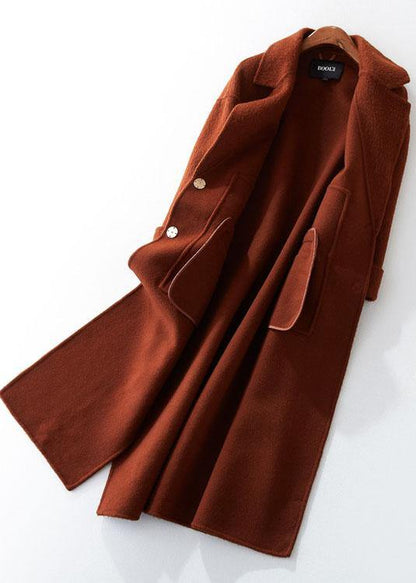 Oversized Trench Coat Half Sleeve Coats Chocolate Notched Woolen Coats