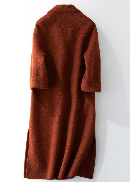 Oversized Trench Coat Half Sleeve Coats Chocolate Notched Woolen Coats