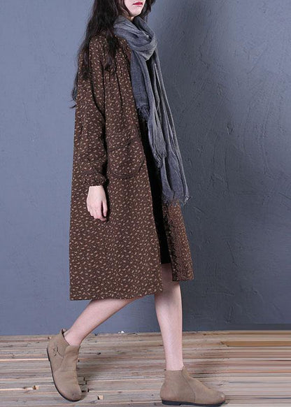 Coats Fall Black Print Hooded Coats