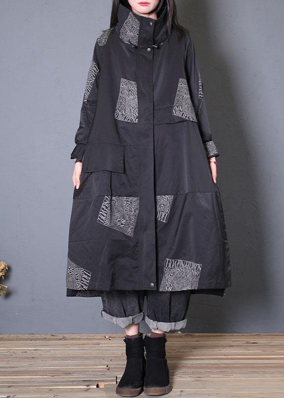 Coats Fall Black Zippered Coats