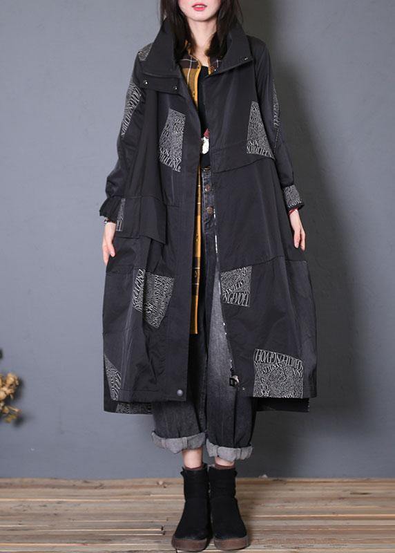 Coats Fall Black Zippered Coats