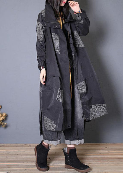 Coats Fall Black Zippered Coats